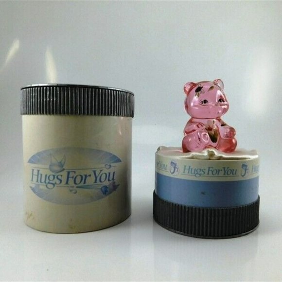 007/2065 Fenton Friends Forever Pink Crystal Bear Hand Painted By M. Caplinger - Picture 1 of 5